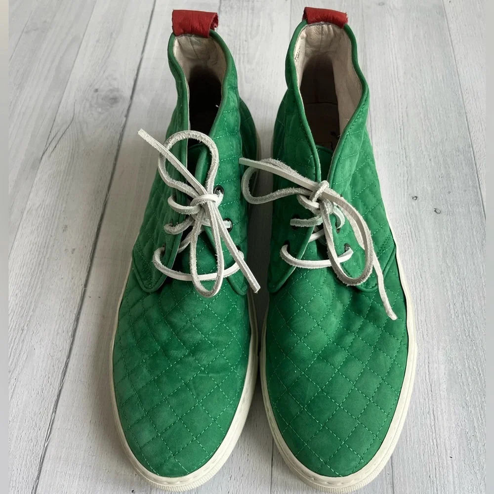RARE Del Toro 2014 Spring Quilted Green Leather Alto Chukka Sneakers Size 11